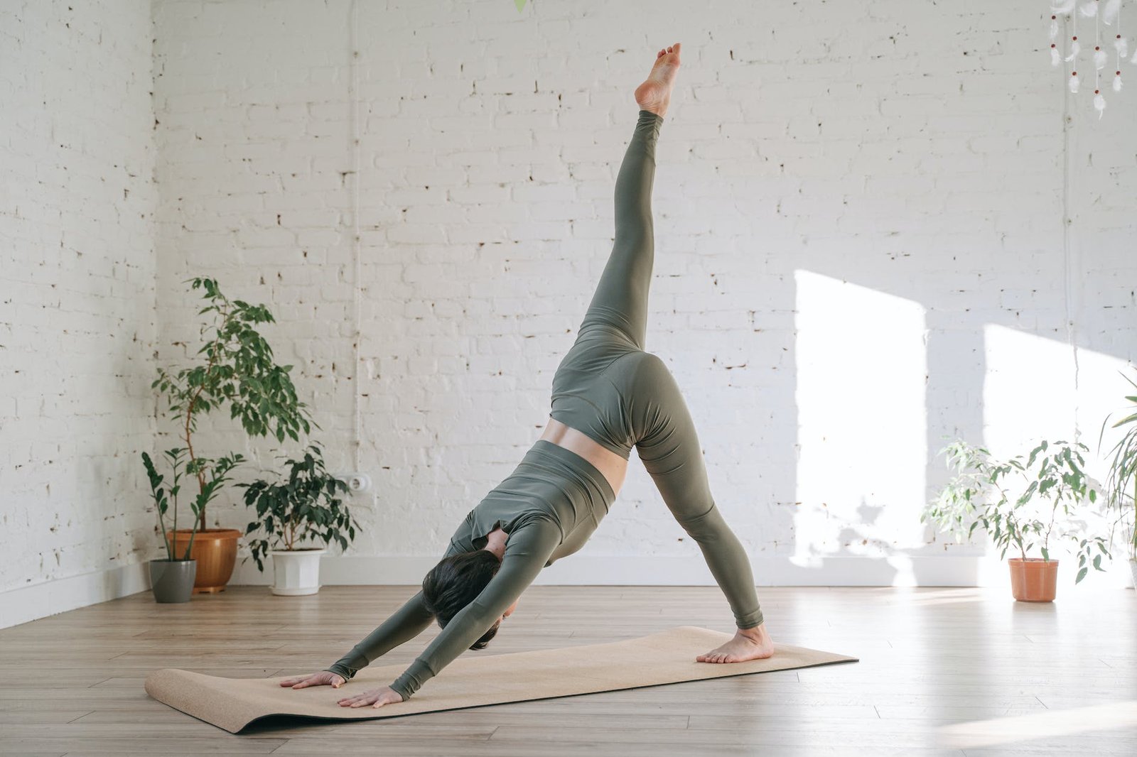 a woman doing stretching exercise